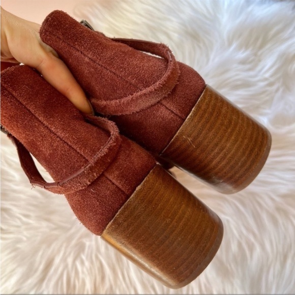 Sole Society Everleigh Burgundy Suede Leather Double Zip Casual Ankle Booties - Picture 3 of 8